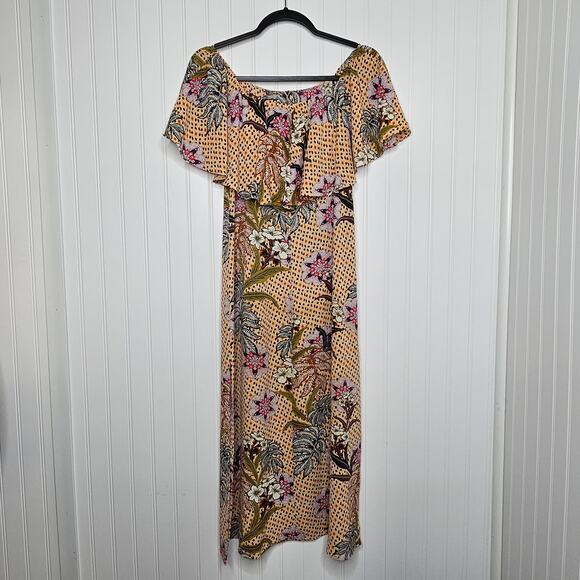 ZARA Floral Off The Shoulder Midi Dress Size XS Beach Vacation Casual Date Night - Picture 5 of 7
